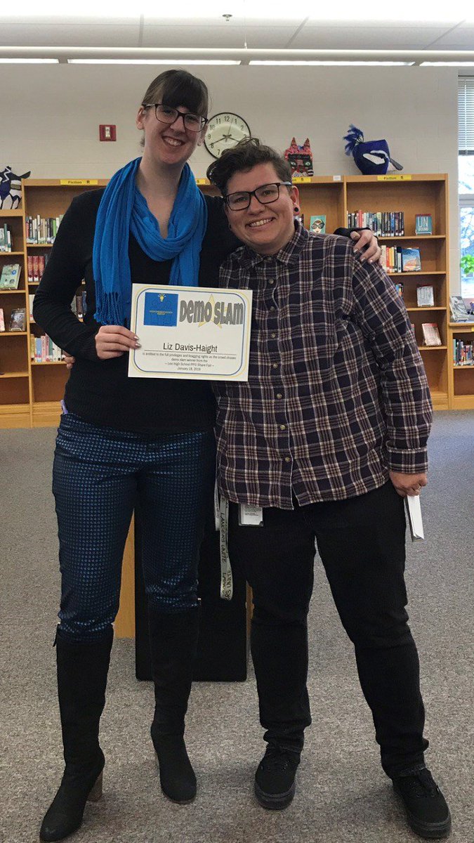 scholarcation's tweet photo. Congratulations to Lee High School's first ever #demoslam winner! Liz impressed us all with her use of @GoogleForEdu forms "magic three dots!" She used gifs to tell the story and engage her audience. Check it out! https://t.co/sngCQ2MjFA Well done! π€π#LancerPD #fcpsblended https://t.co/dj9h2l8Aqf