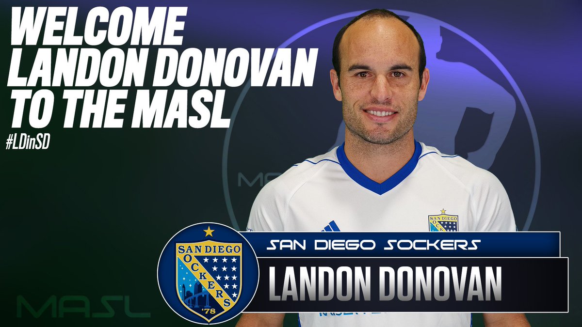Please join us in welcoming <a href="/landondonovan/">Landon Donovan</a> to the <a href="/MASLarena/">MASL</a>!

READ MORE: bit.ly/LDinSD19

 #LDinSD