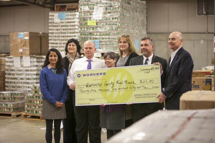 Yesterday we had the pleasure of presenting @worcestercountyfoodbank with a check for over $29,000!! All thanks to every member that opened a new account or downloaded our mobile app from mid November through December last year. THANK YOU! #bestmembers #wcugives #community