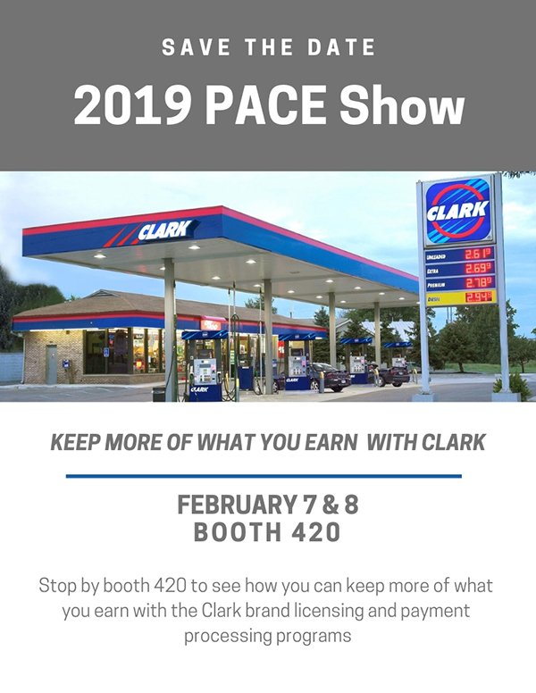ClarkBrandsLLC's tweet photo. Save the date. We hope to see you on Thursday, February 7 and Friday, February 8 at the 2019 PACE Show in Kansas City, MO. Make sure you stop and see our team at booth 420. https://t.co/q7cBI0NFgh