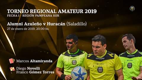 FutbolDeAzul's tweet photo. #Alumni - #Huracan 27/01 20hs Terna arbitral: #Tandilenses. https://t.co/J1V3Adqf4t