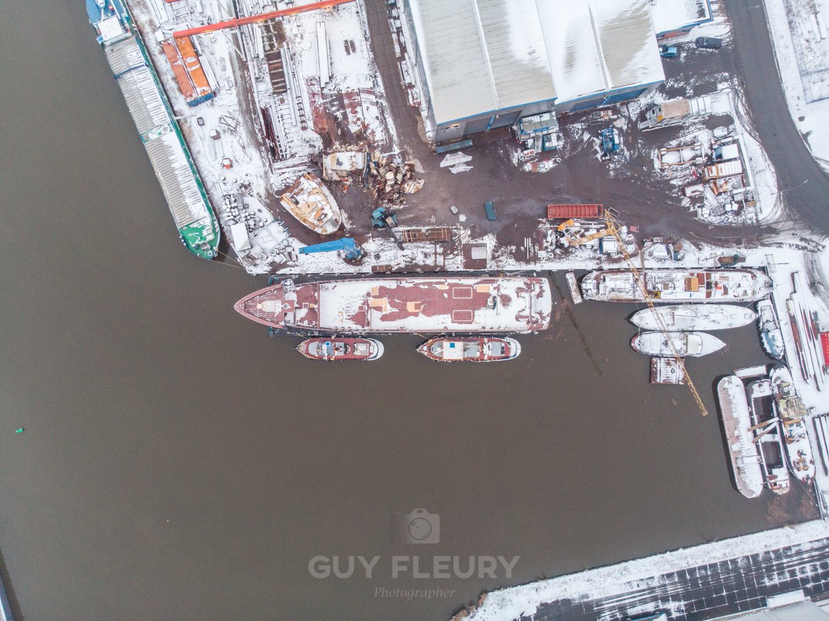 Dutchyachting's tweet photo. #ProjectCastor's #successor is already there to be completed by #HeesenYachts in #Oss. Guy headed to #Franeker, hometown of #ScheepswerfTalsma, to take these #beautiful aerial shots of the 55m/ 180ft steel #hull which will go on #transport soon. Photos by GuyFleury Photography https://t.co/tJDzaou38R
