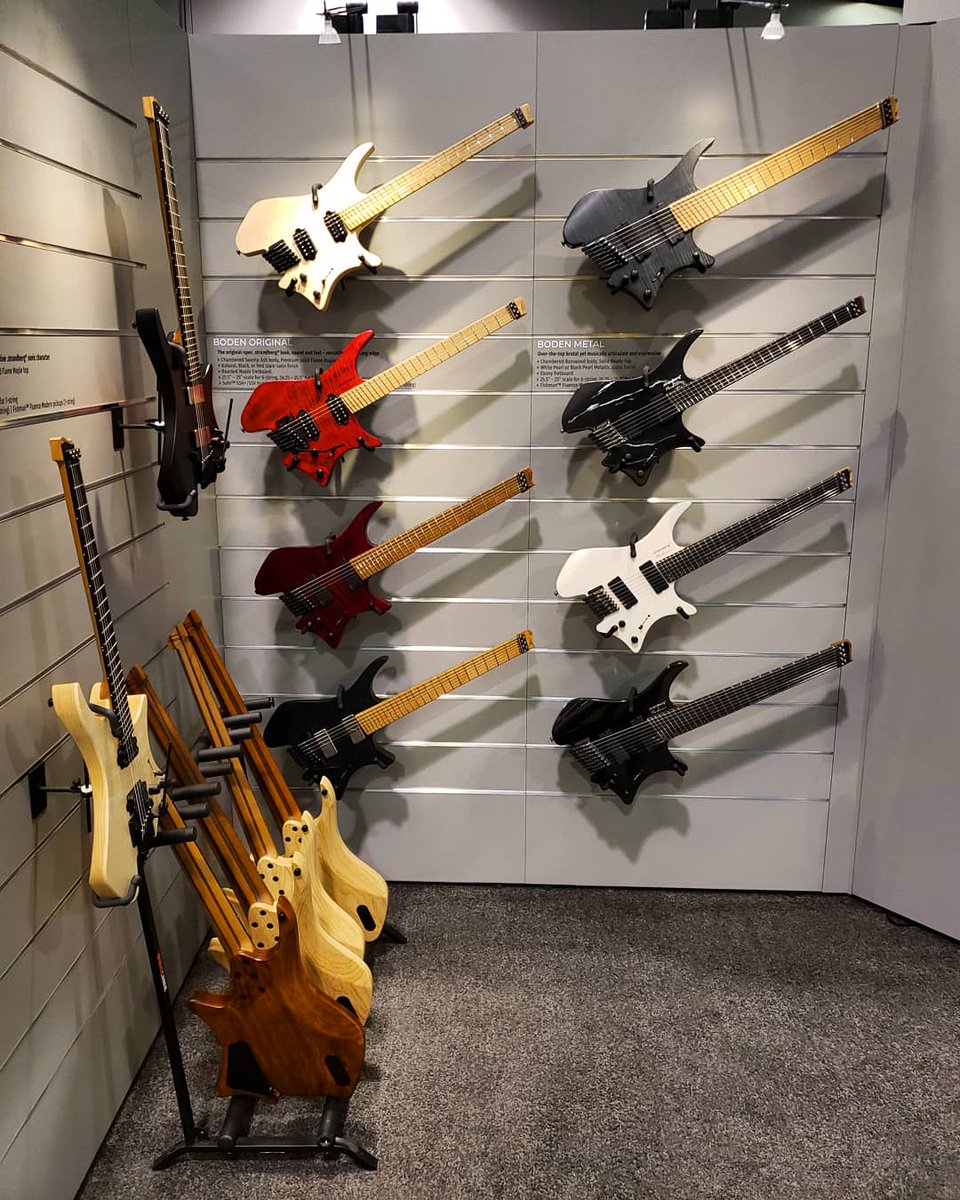 strandbergGuit's tweet photo. NAMM 2019 is officially underway! Come by booth #3907 to see the epic spread and try all these guitars yourself! #strandbergguitars #headlessguitars #headlessbasses #namm2019 #checkthespread #goheadless https://t.co/DRsGduJ0fE