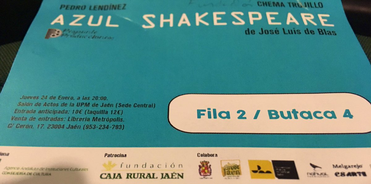 FilmakeupOmar's tweet photo. “Azul Shakespeare” de @pespunteprod con Pedro Lendinez y Chema Trujillo #jaen #enjaensihay #upopular #teatro https://t.co/aTUIE3qQxp