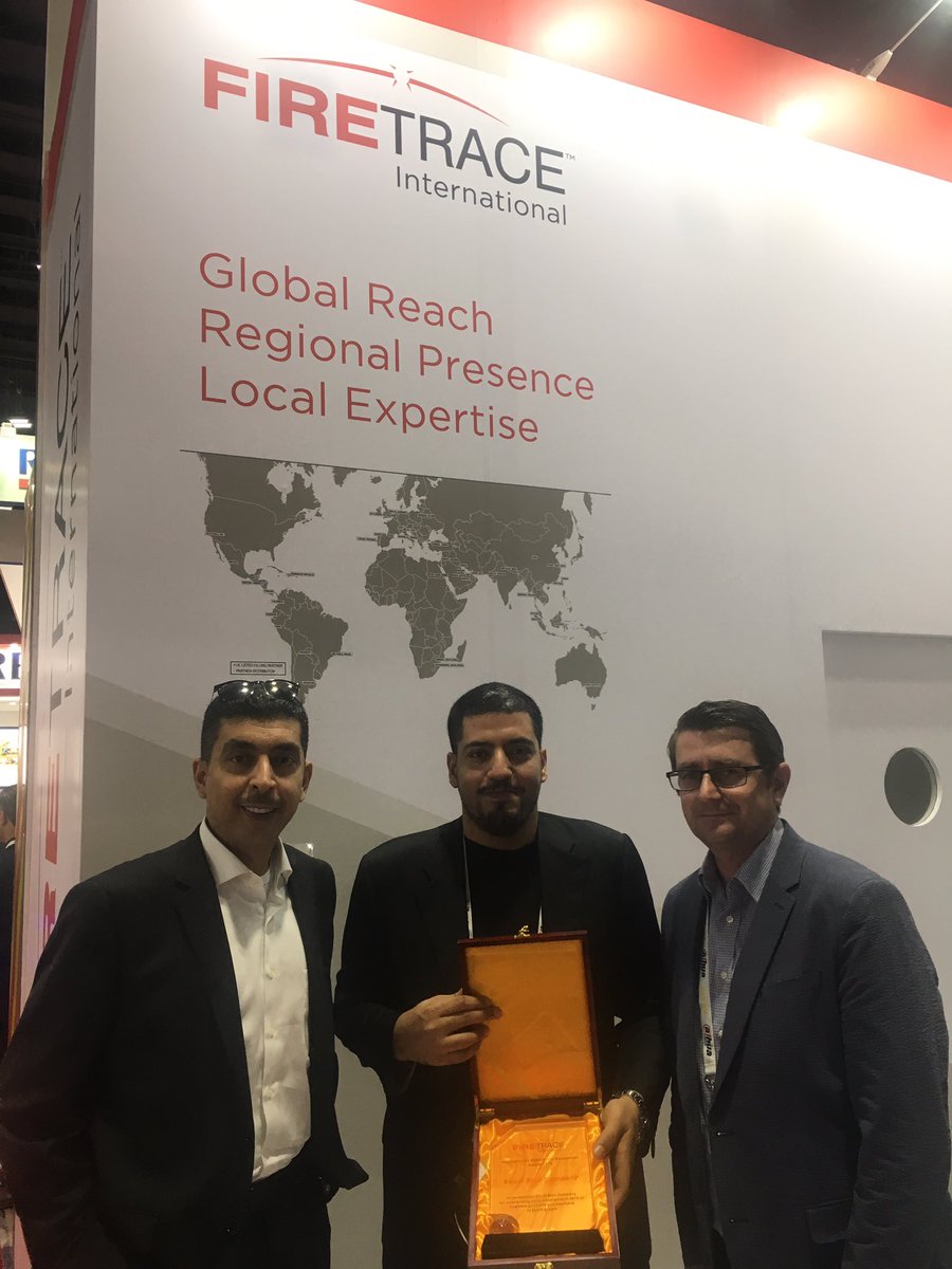 thefireguy1965's tweet photo. Thanks to our @Firetrace partners, colleagues for making @IntersecExpo 2019 such a successful show, congratulations once again to our  international distribution partners of the year @SaudiSicli on their award presented by our president @MarkOFiretrace #firetrace #growing https://t.co/pSQsMJYb8o