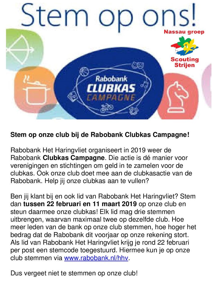 Alvast iets om rekening mee te houden...
Stem op ons!!
via rabobank.nl/hhv.
