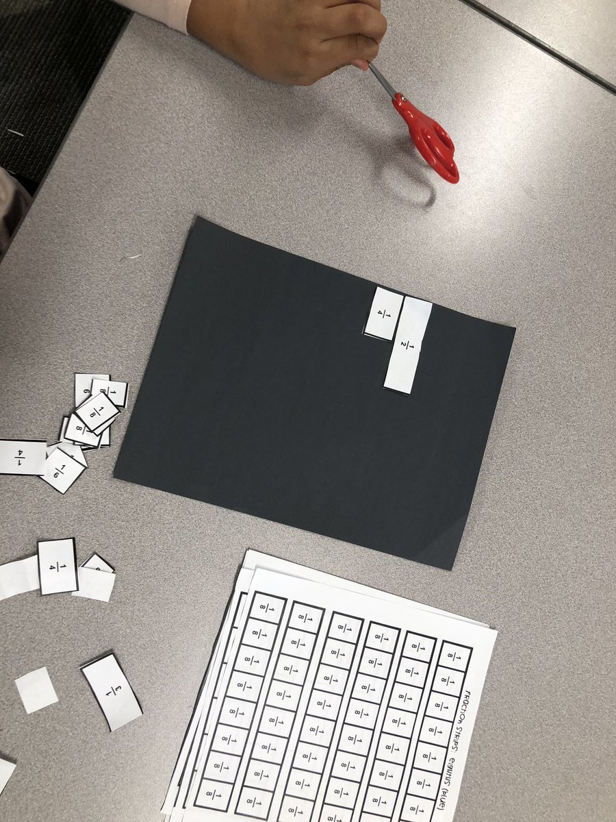 e_barchers's tweet photo. Comparing fractions using fraction strips. #3rdgraderocks @HMC1Proud @CompassHMC1 @HMC1MeYouUs @DrMikeCamp https://t.co/esbAqiPdHh