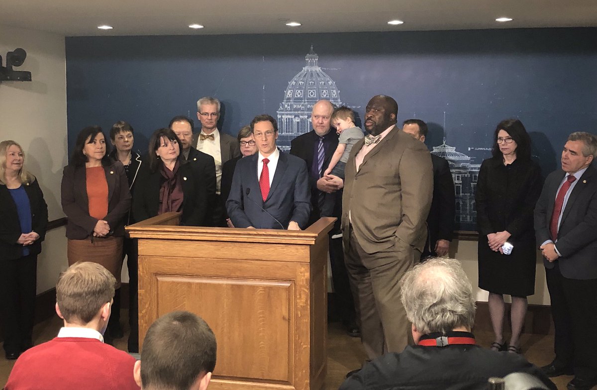 RonLatzMN's tweet photo. Today, we introduced two bills aimed at curbing gun violence - crime and suicides. Tomorrow, they could save lives. Minnesotans from both parties, gun owners and non-owners, urban and rural, support these measures. It’s time to make them law! #mnleg https://t.co/0jf2FdLjKU