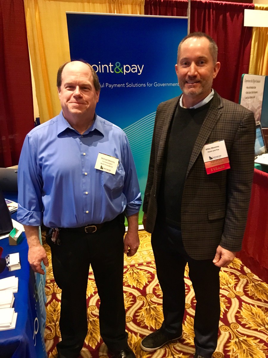 PointandPayLLC's tweet photo. 😄 2 Michael Mooneys @ 1 fabulous Convention 2019 Rhode Island League of Cities &amp; Towns!

#39as1 #pointandpay #paymentsolutions @RICitiesTowns https://t.co/HY8drXY3XT
