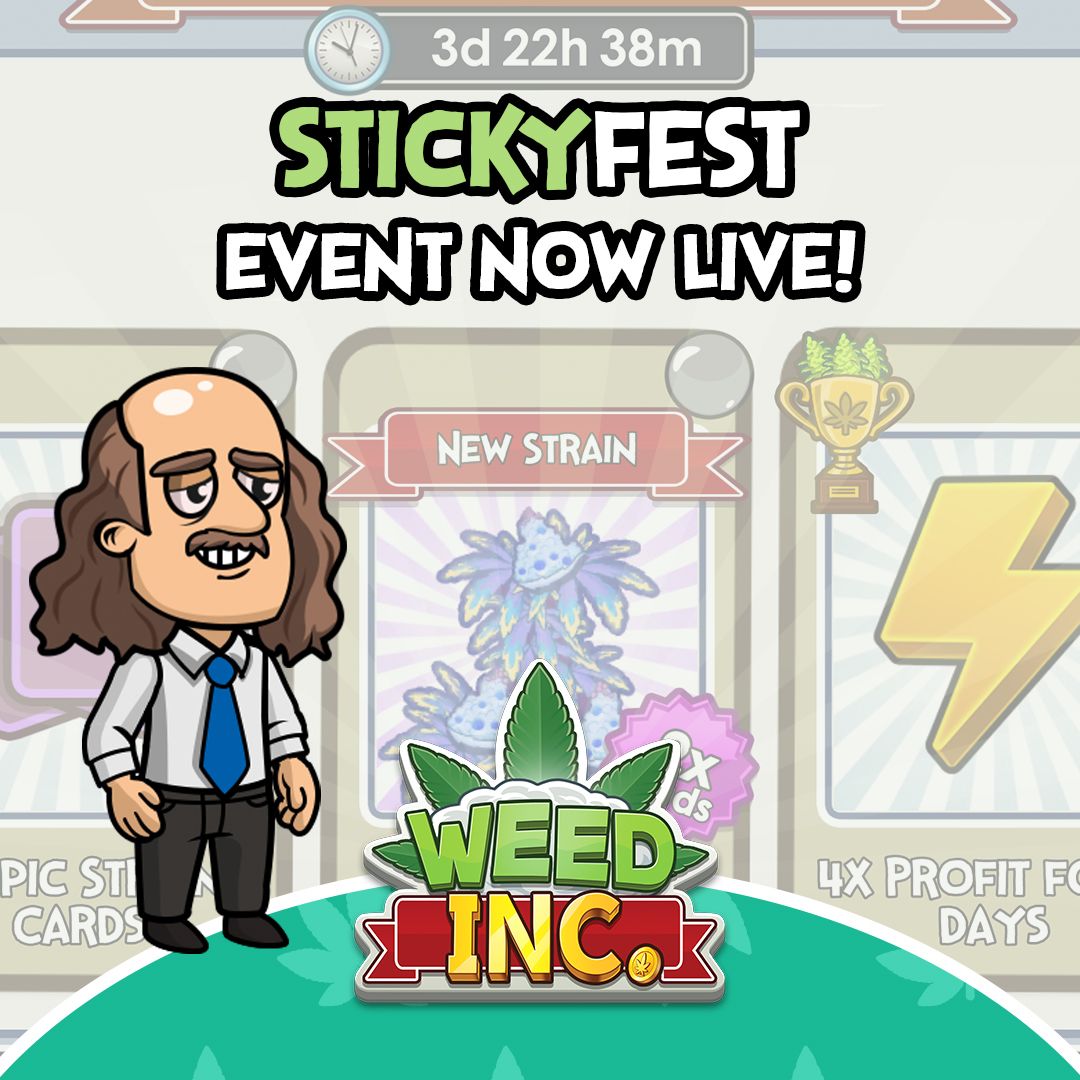 Weed_Inc_Game's tweet photo. StickyFest Event is Now LIVE!! 'Blue Cheese' is this Events Limited Strain Reward 🧀 🏆 Good Luck #Entrepreneurs 💨 💨 

#WeedInc #Event #Live https://t.co/r3Sg4KlA7W