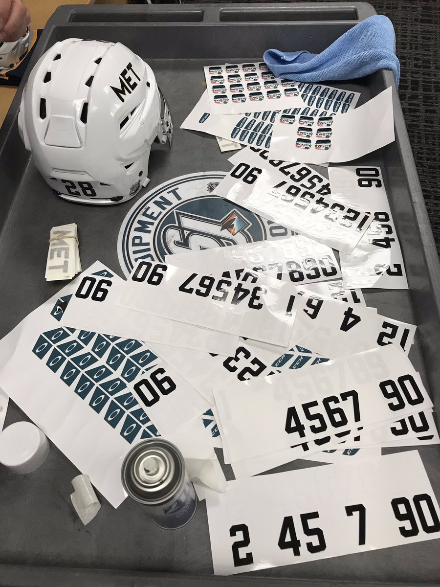 Getting Black and White helmets the correct stickers for 3v3 games #NHLAllStar