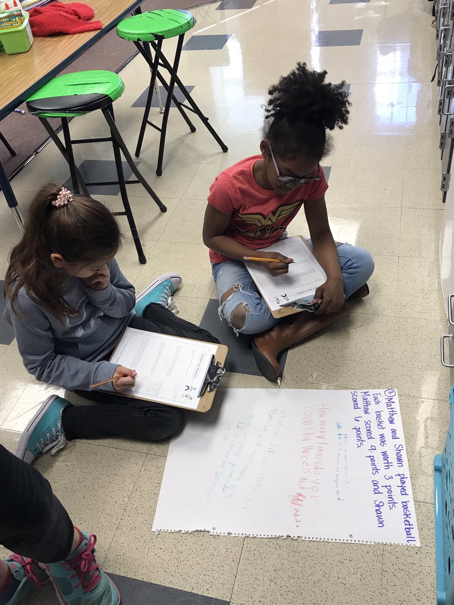 teacher_britt's tweet photo. @hachiemarvin 3rd graders came up with SO MANY good questions that fit specific math problem situations! Then they determined the operation and solved- True problem-solving at work! #mathed https://t.co/k9iIG17dxu
