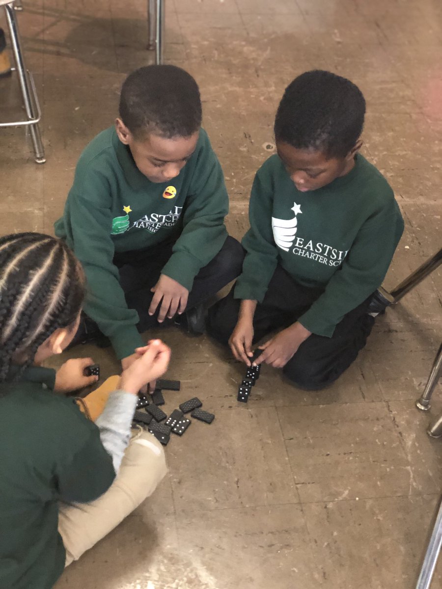 GonzalezESCS's tweet photo. My kindergarten engineers are hard at work building a system using dominoes. @SchoolEastside #stem #pushpullgo #science #Kindergarten #WatchUsWork #ChartersWork #EastsideCharterSchool https://t.co/qd8zgDcSvY