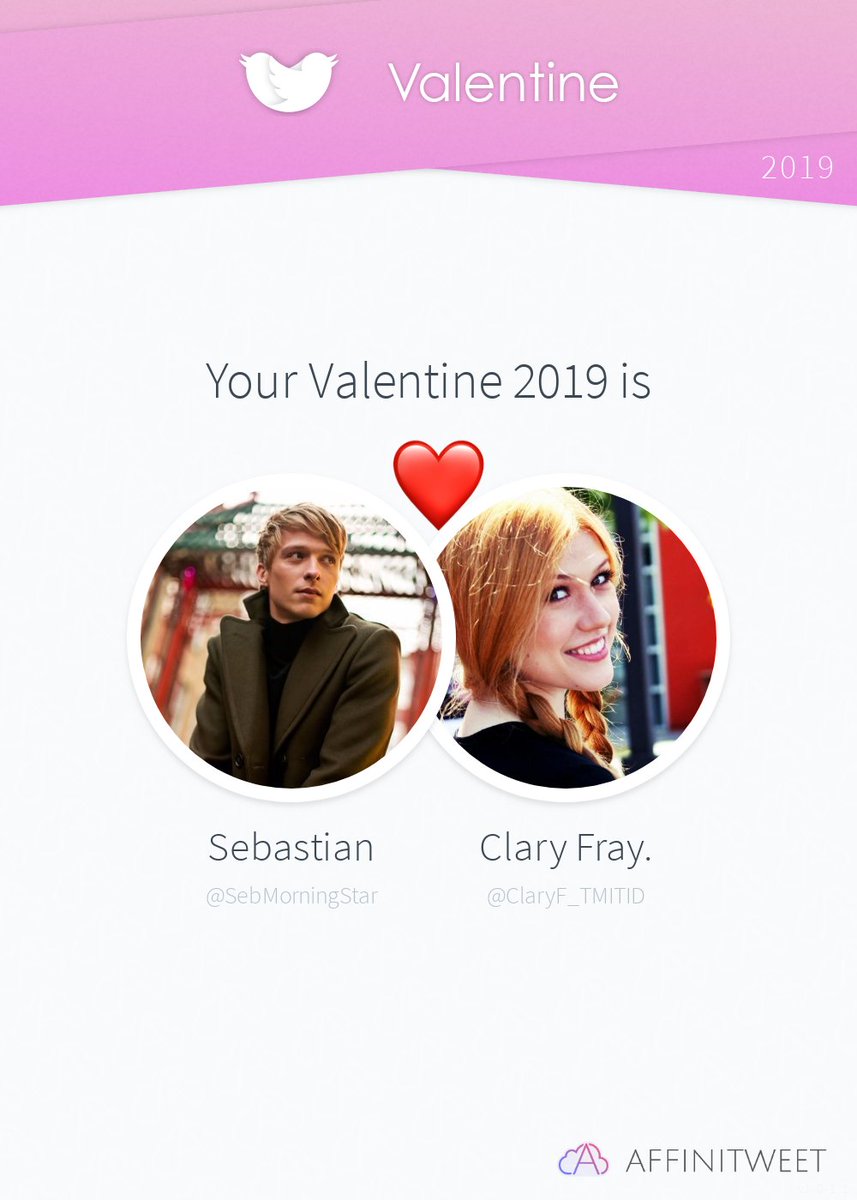 SebMorningStar's tweet image. #Affinitweet Valentine
This year you're mine ClaryF_TMITID! ❤️
And you, whom will be yours?
via affinitweet.com/valentine