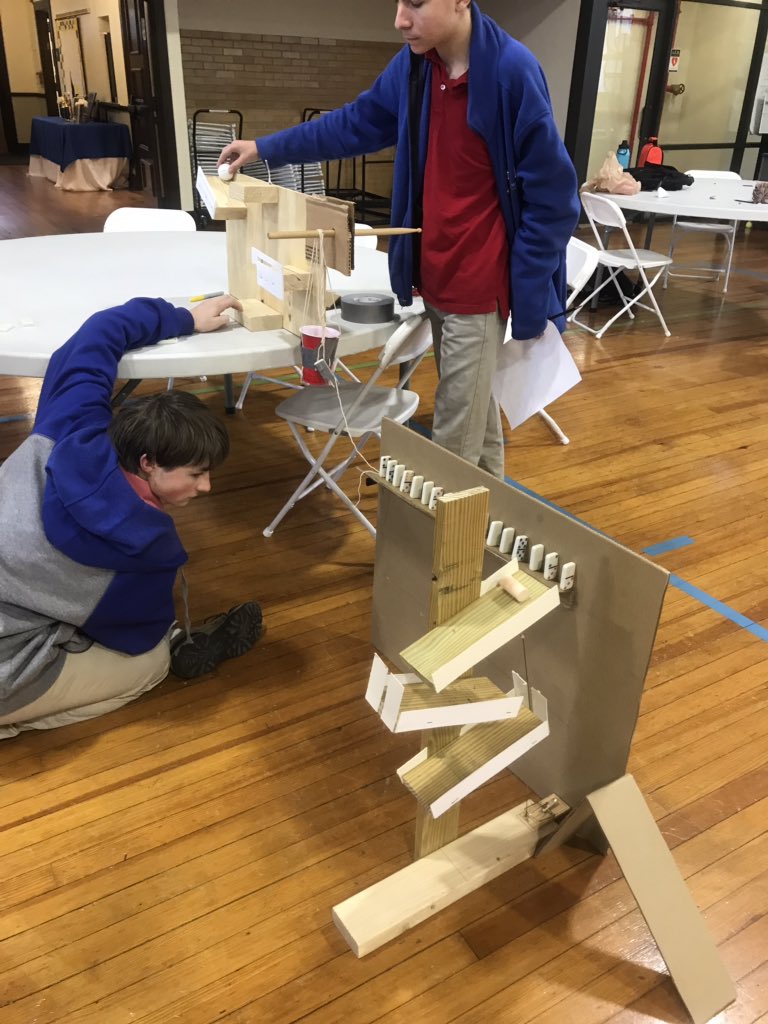 MrsWaltonWRUS's tweet photo. Psst... I probably shouldn’t be sharing these #topsecret Rube Goldberg machines, but I’m pretty proud of the phys science students for successfully testing their first few components!  #science #rubegoldberg https://t.co/d7nS0gUP7u