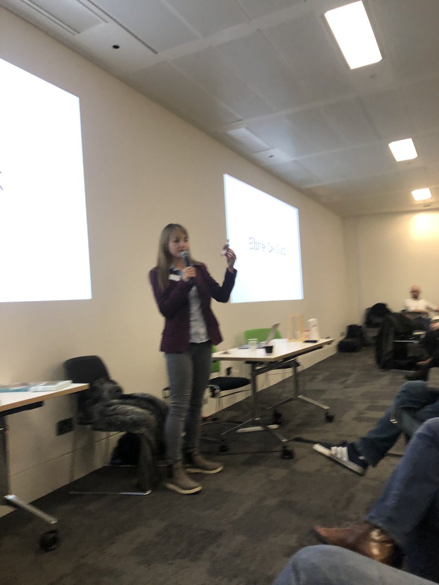 Liat_Moss's tweet photo. Hearing from @elbriedk about her amazing book Microbit in Wonderland! #TechAlice https://t.co/s9kfFsc7v7