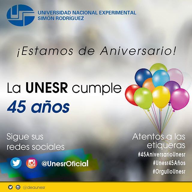 DPyeaUnesr's tweet photo. #24ene ¡Estamos de Aniversario! La Universidad Nacional Experimental Simón Rodríguez (@UnesrOficial) cumple 45 años. | #45AniversarioUnesr #Unesr45Años #OrgulloUnesr https://t.co/FBVVo3NyLH https://t.co/of4UsQ4qAD