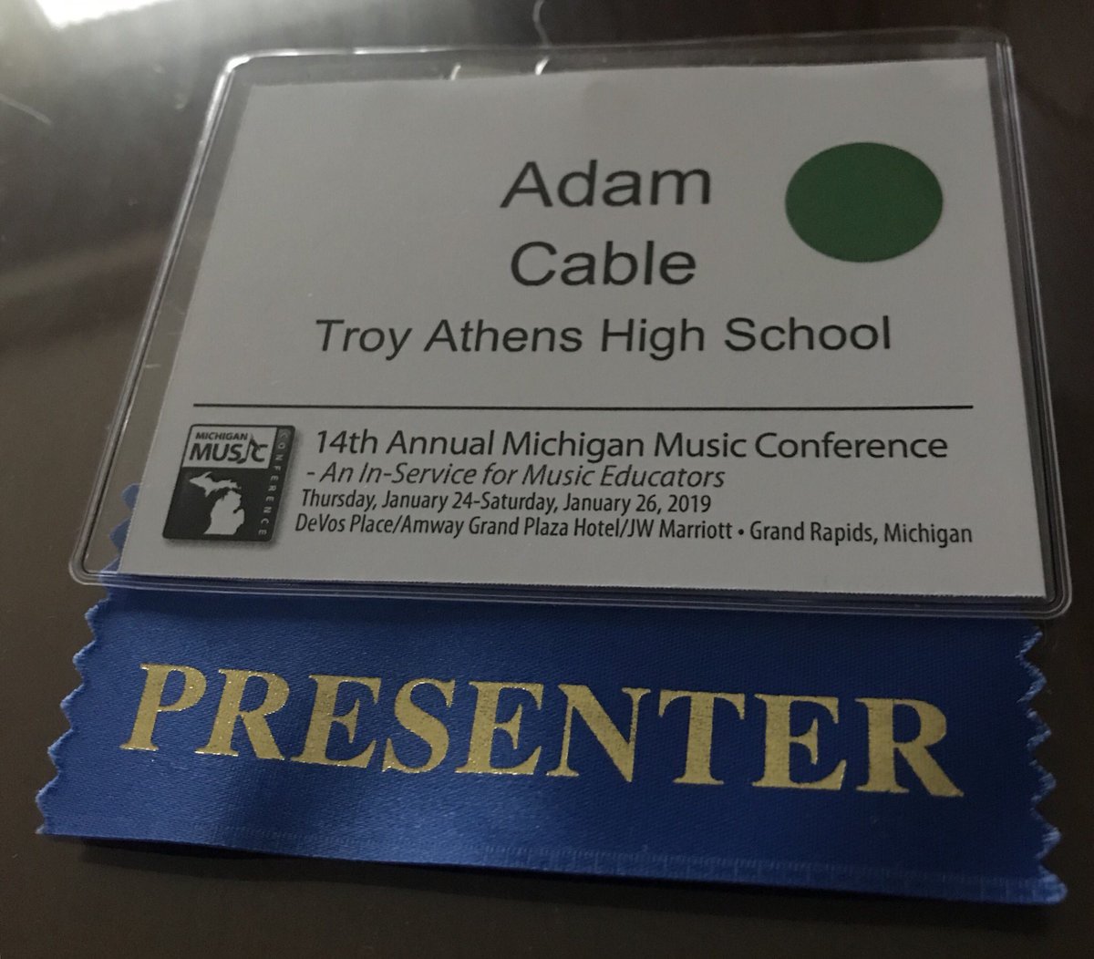 Mr_Cable1's tweet photo. Great first day at the Michigan Music Conference! I had a blast learning from Dr. Boerma (@WesternMichU) and Dr. McCoin (@TexasTech) at the conducting symposium #OneTroyPL https://t.co/u5EFKXgIe1