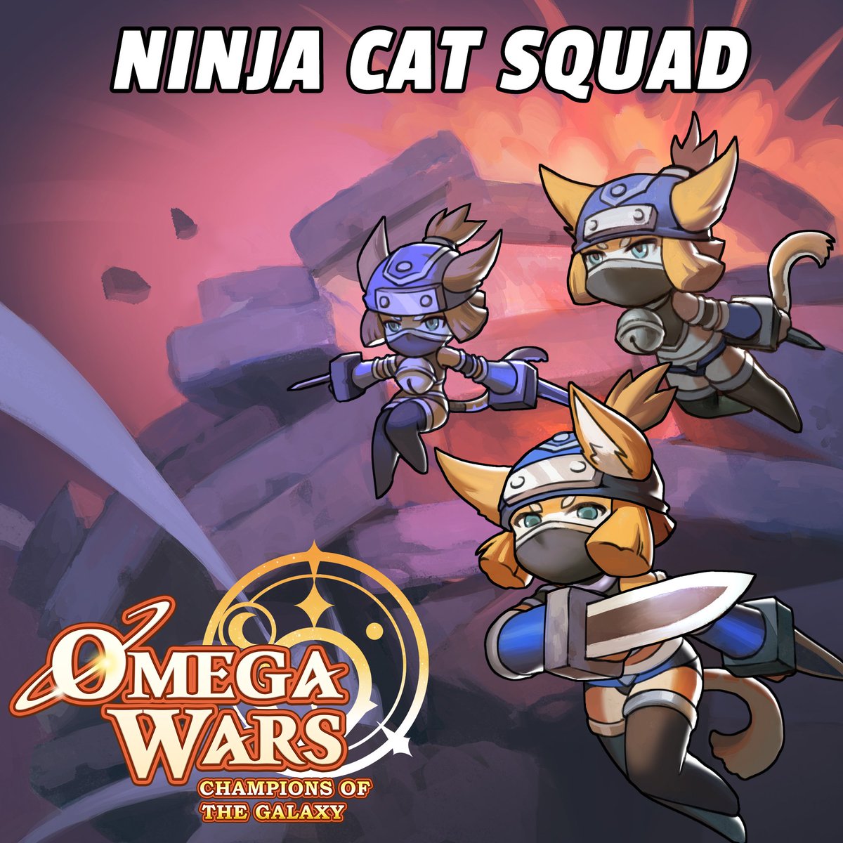 OmegaWarsGame's tweet photo. With sharp claws and even sharper reflexes, the Kitty Ninja Squad will silently stalk their prey to unleash a deadly attack.  Keep your eyes out for these ninja kitties! 😼 https://t.co/YUoxCirjUv