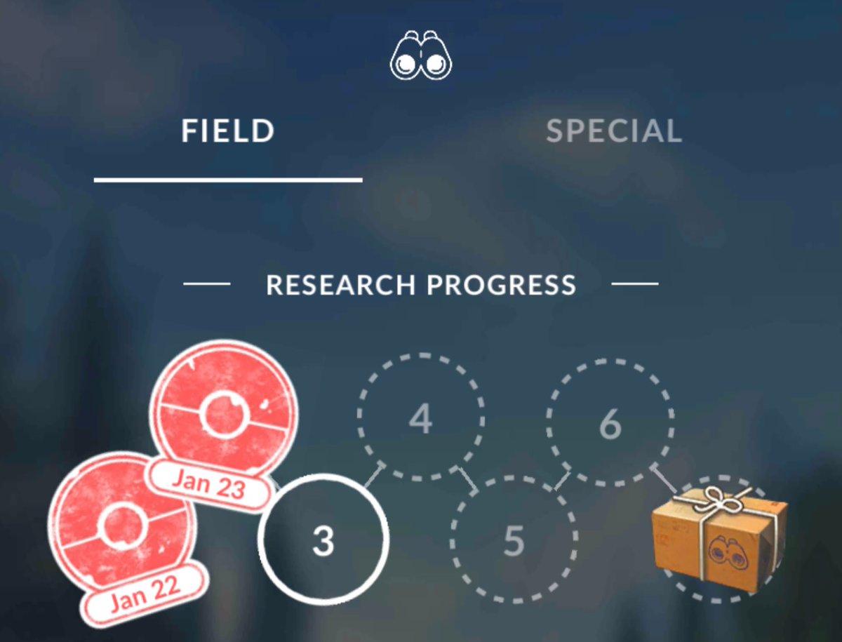 NianticHelp's tweet photo. Trainers, did you know that a solid white circle indicates that your Field Research stamp can be claimed for that day? Make sure you see this circle so you don't claim your Reward too early to get your stamp. Happy exploring! https://t.co/uY1AFNe5Z6