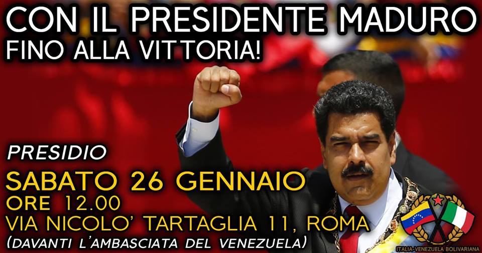 italiacubaroma's tweet photo. #VenezuelaNoEstaSola #WeAreMaduro #TodosConMaduro #NoPasarán!
Manifestiamo il 26/2/'19 h.12 Via Tartaglia 11 #Roma solidarizza con @NicolasMaduro. @tg1online @RepubblicaTv @Corriere @Avvenire_Nei @TgrRaiLazio @embavenitalia @Agenzia_Ansa @Agenzia_Italia @EFEnoticias @CNNEE https://t.co/bJpUwFFyZc