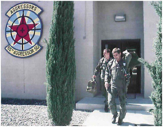 USECAF_Manasco's tweet image. #TBT Capts Matt Donovan &amp;amp; Fred Clifton head out for an Aggressor sortie in 1987 @NellisAFB. Aggressor 'red air' has sharpened our warfighting skills since 1972, training pilots to combat enemy aircraft. Today, our adversary fleet uses contract air to supplement that capability.