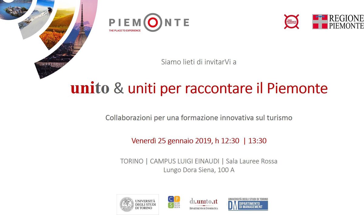 Nuovi racconti sul/del #Piemonte <a href="/unito/">Università di Torino</a> <a href="/torinopiemonte/">VisitPiemonte.Regional Marketing and Promotion</a>