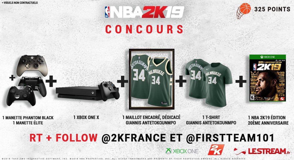 FirstTeam101's tweet photo. [MEGA JEU CONCOURS]

🚨On a franchi les 325 points en cumulé en live sur @LeStreamFR 

🎁 C’EST LE MEGA LOT DE LA SOIRÉE ! Regardez ça ! 

Follow @2KFrance &amp; @FirstTeam101

#NBA2K19 https://t.co/q6hsbVjkzK