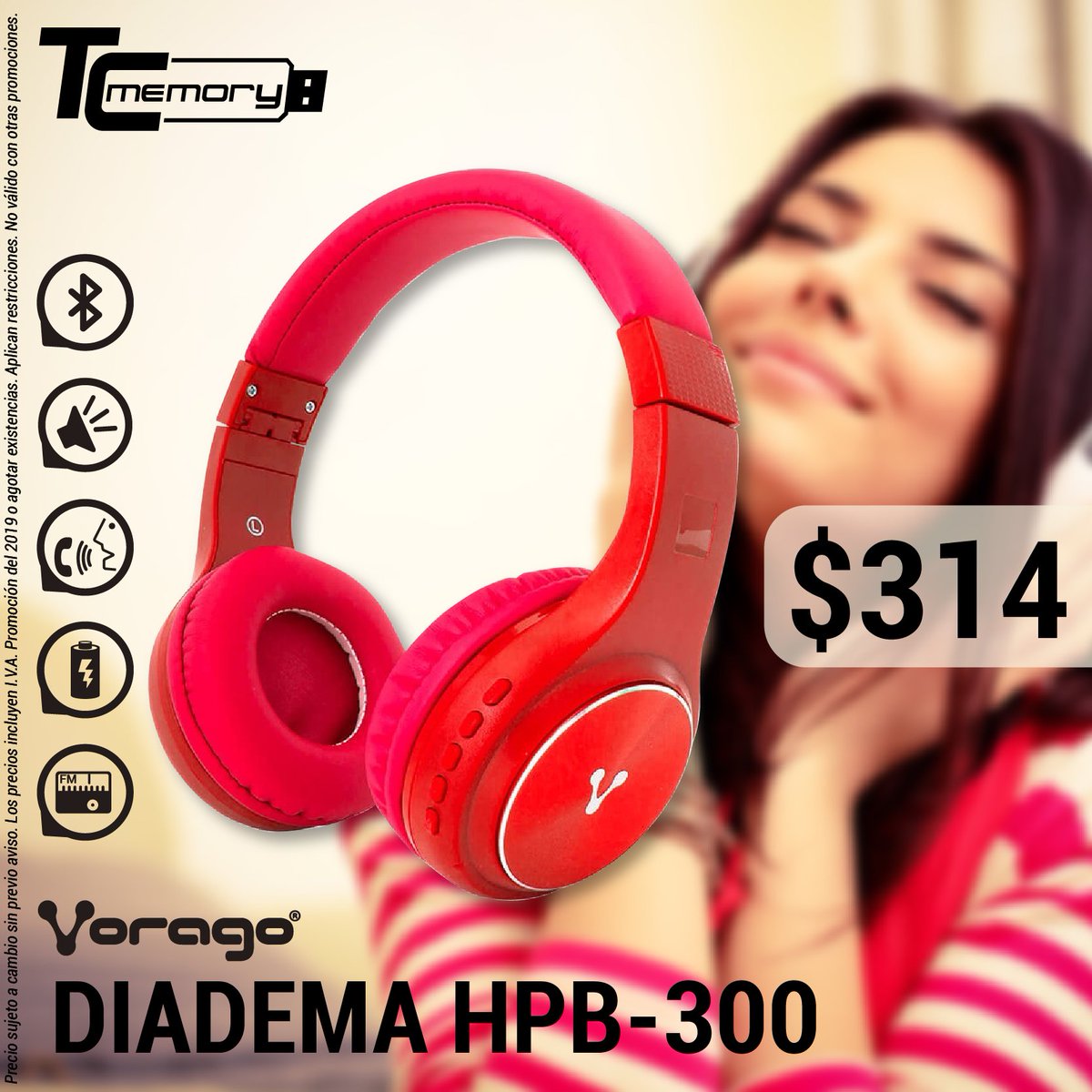 tc_memory's tweet photo. 🔊Potencia y sonido preciso con la Diadema Bluetooth FM de #Vorago Compra en línea: 🛒https://t.co/kUOvCYF87c #TCMemory #Diadema https://t.co/Hv46dE9a8h