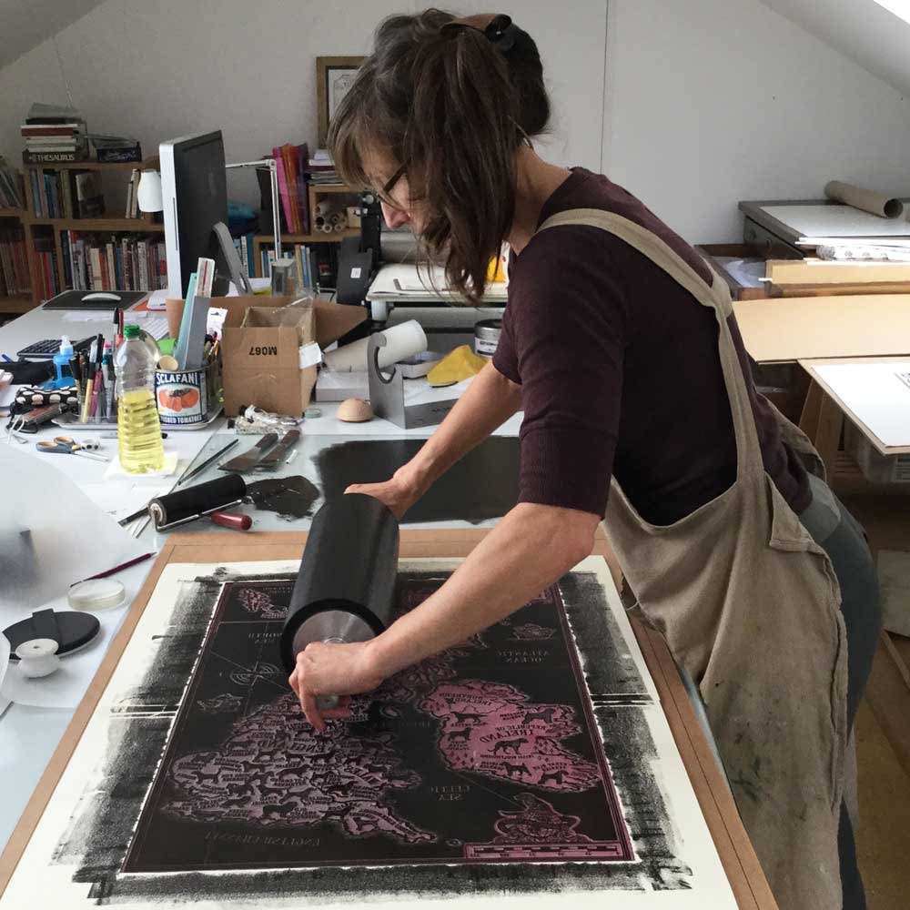 Beautifully hand printed on Japanese Awagami Bunkoshi paper, this #linoprint of ‘Dogs of the British Isles’ by the talented #artist #theenlightenedhound left #cherrydidiambleside today. Inspired by antique maps of the 18th and 19th centuries. <a href="/dogcelebration/">CelebrationOfDogs</a> <a href="/zakthecolliedog/">Zak the Collie Dog</a>