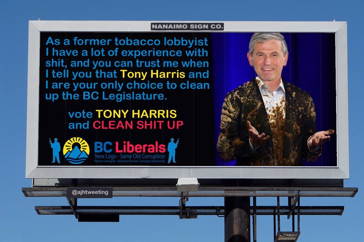 letsgoBC's tweet photo. This is not a billboard. Or is it? 🧐

#bcpoli #NanaimoVotes #BCLiberals #BCLeg #LobbyistProblems https://t.co/KTMjOpwKre