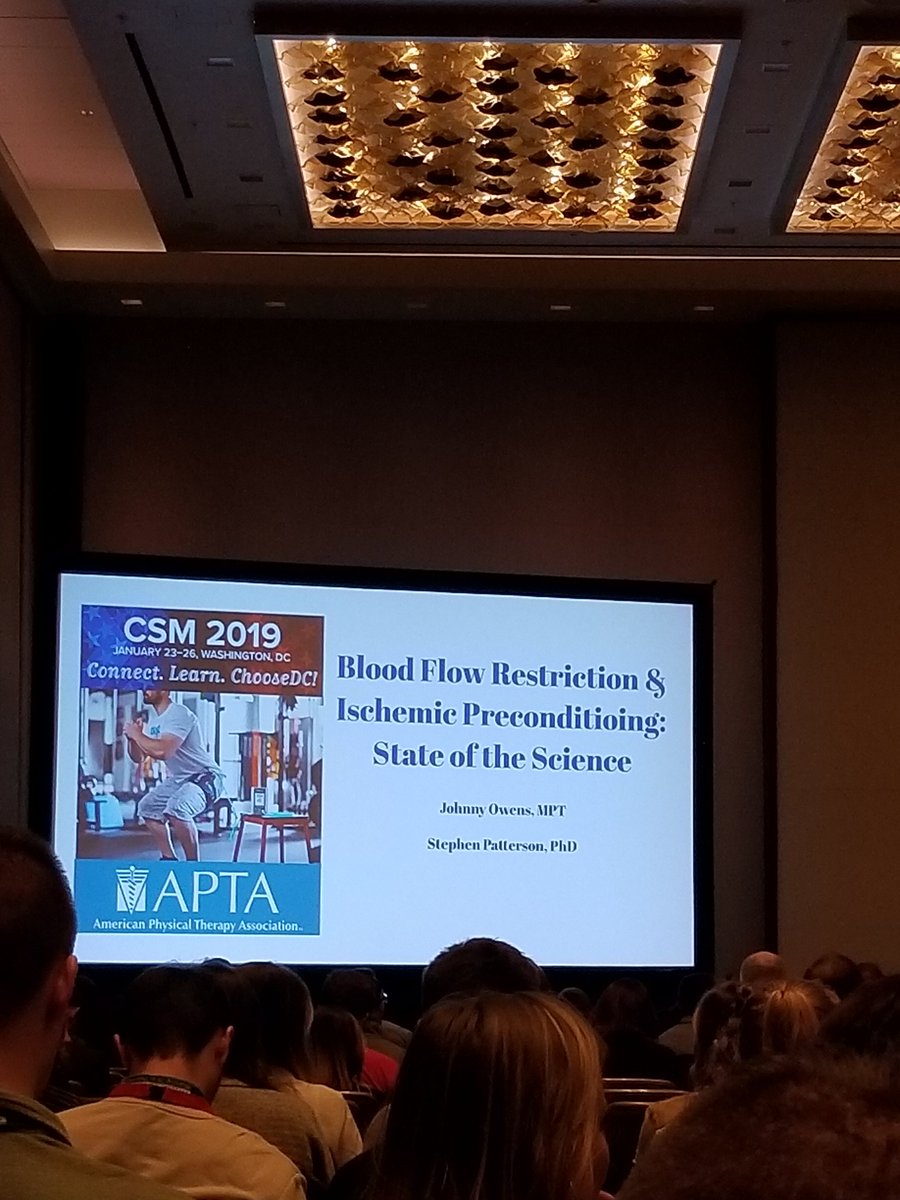 jdassingerDPT's tweet photo. Low level exercises with a tourniquet is superior to low level exercises without a tourniquet in systematic reviews presented by Johnny Owens, MPT. BFR for the win! #BFR #APTACSM #CSM2019 #ATSUDPT #FederalPTSection https://t.co/FmRgmSKuMX