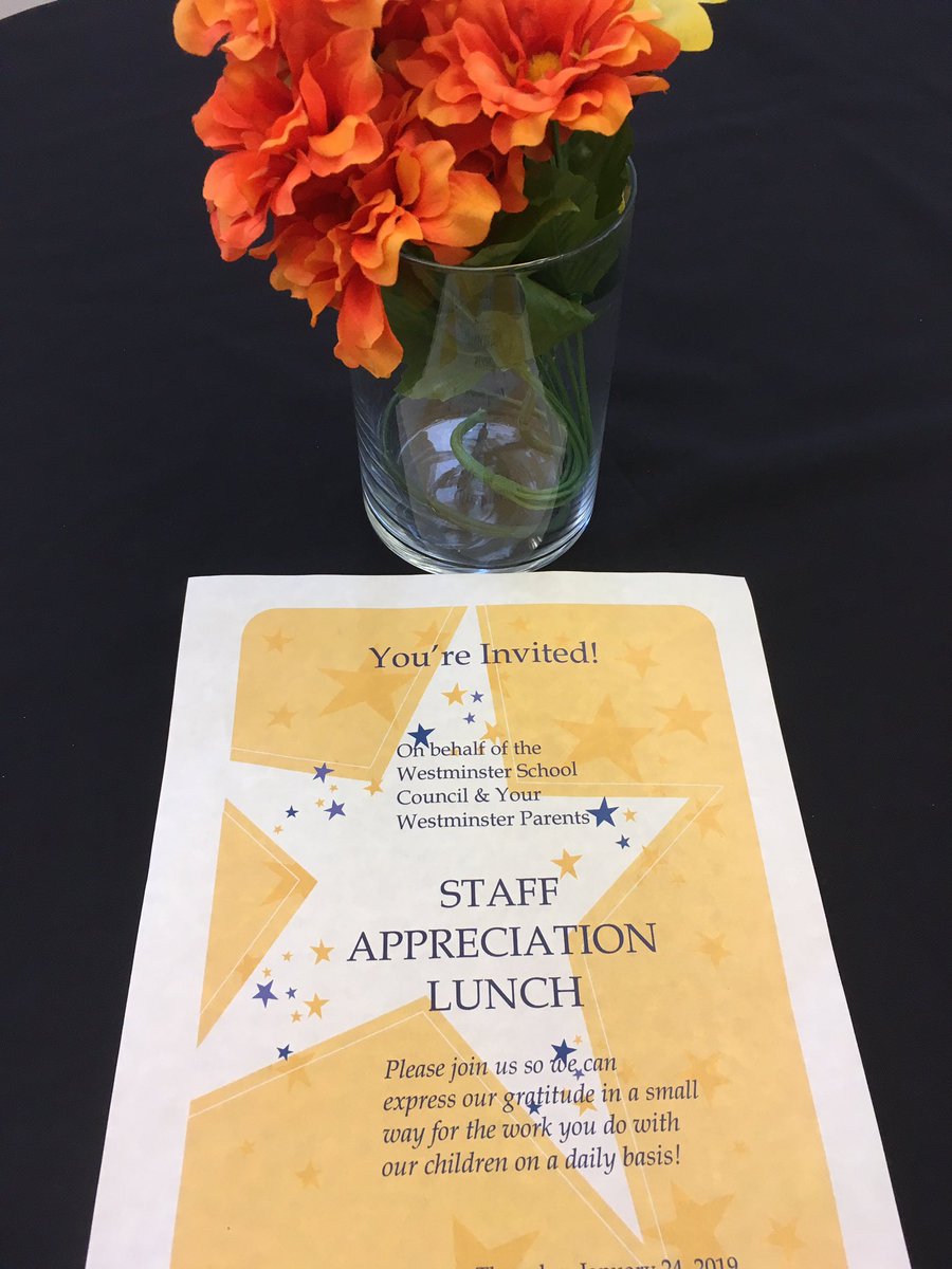sketteri's tweet photo. Celebrated the @WestminsterJH  staff today with a parent provided lunch. Such a simple way to say thank you! #schoolstaffaresuperheroes https://t.co/6WrAHH9v5m