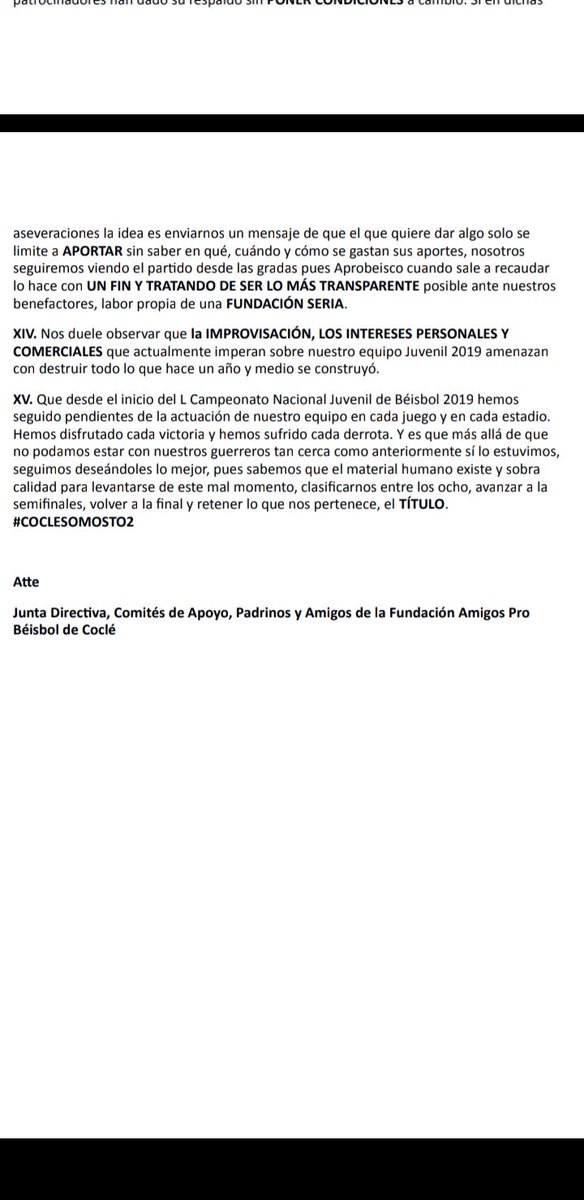 Comunicado Oficial de @aprobeisco87 con relación a la situación de nuestra provincia.