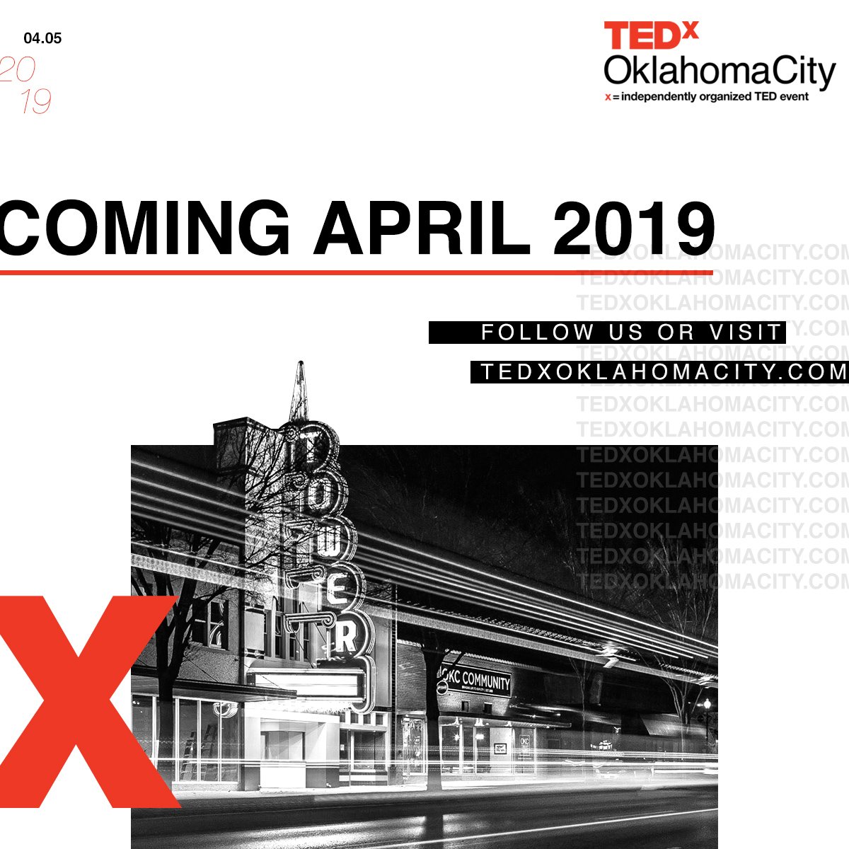 tedxokc's tweet image. Our new website is live! Check out tedxoklahomacity.com and follow us for more exciting details as we gear up for an event you won&apos;t want to miss on April 5th at the historic Tower Theatre!