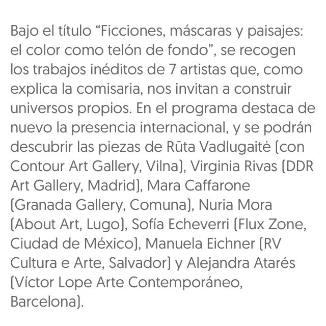 💜 good news 💜
Este año, de la mano de <a href="/ddrartgallery/">DDR Art Gallery</a>, estaré en formato Solo show en @artmadridferia dentro del One Project comisariado por <a href="/nerea_ubieto/">nerea ubieto</a>: ‘Ficciones, máscaras y paisajes: el color como telón de fondo’. 
#artmadrid19 #pintura #virginiarivas