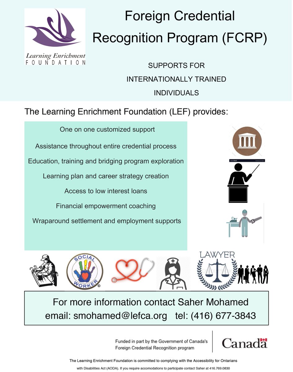 LEF_TO's tweet photo. The Learning Enrichment Foundation is launching a new program to support international trained individuals, seeking to obtain their credentials assessed for Canadian job market.
Check out the flyer, for more information.
#LEF #LEF40 #CanadianJobMarket #ForeignCredentials https://t.co/I5B3M9TOrj