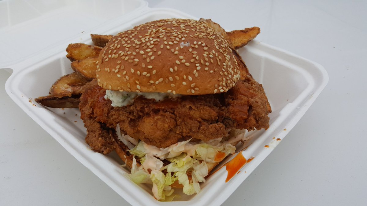 Wow. A wonderful spicy fried chicken sandwich and jojos from JoJo in Sellwood off 17th and Tacoma. Spicy, juicy and quick. #jojos #sellwood #foodcartsportland