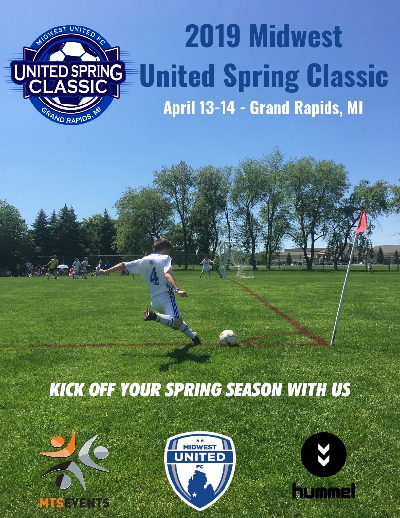MTS_Events's tweet photo. @MidwestUnitedFC 2019 United Spring Classic is NOW accepting applications. Kick off your Spring season with us by registering your team at https://t.co/R5uchRWMWl Don't wait too long as this tournament sells out fast!! #USC2019 #MidwestUnitedFC #MTSEvents #soccer https://t.co/Wr5AYX6Gj1