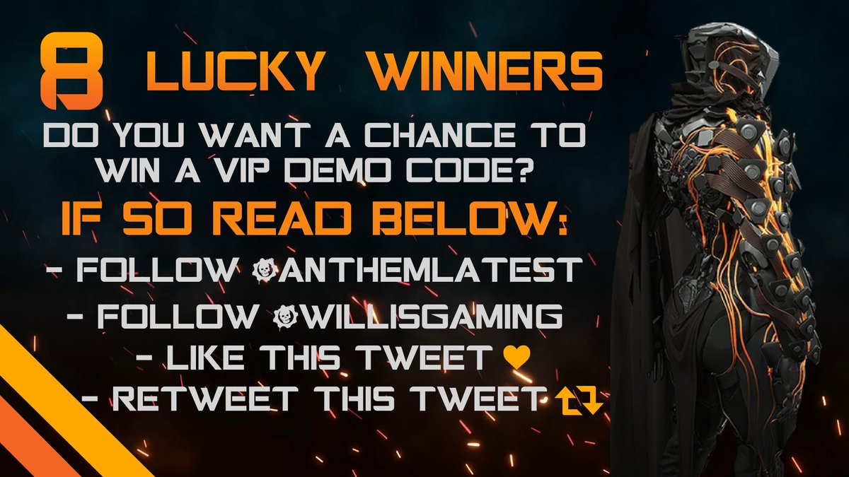 TargetGamingCom's tweet image. #Freelancers if you didn't get to preorder #Anthem we've got some lucky players covered. We're giving away 8 Vip Demo codes, all you have to do is:

- Follow @AnthemLatest 
- Follow @WiLLiSGaming
- Like this tweet
- Retweet this tweet