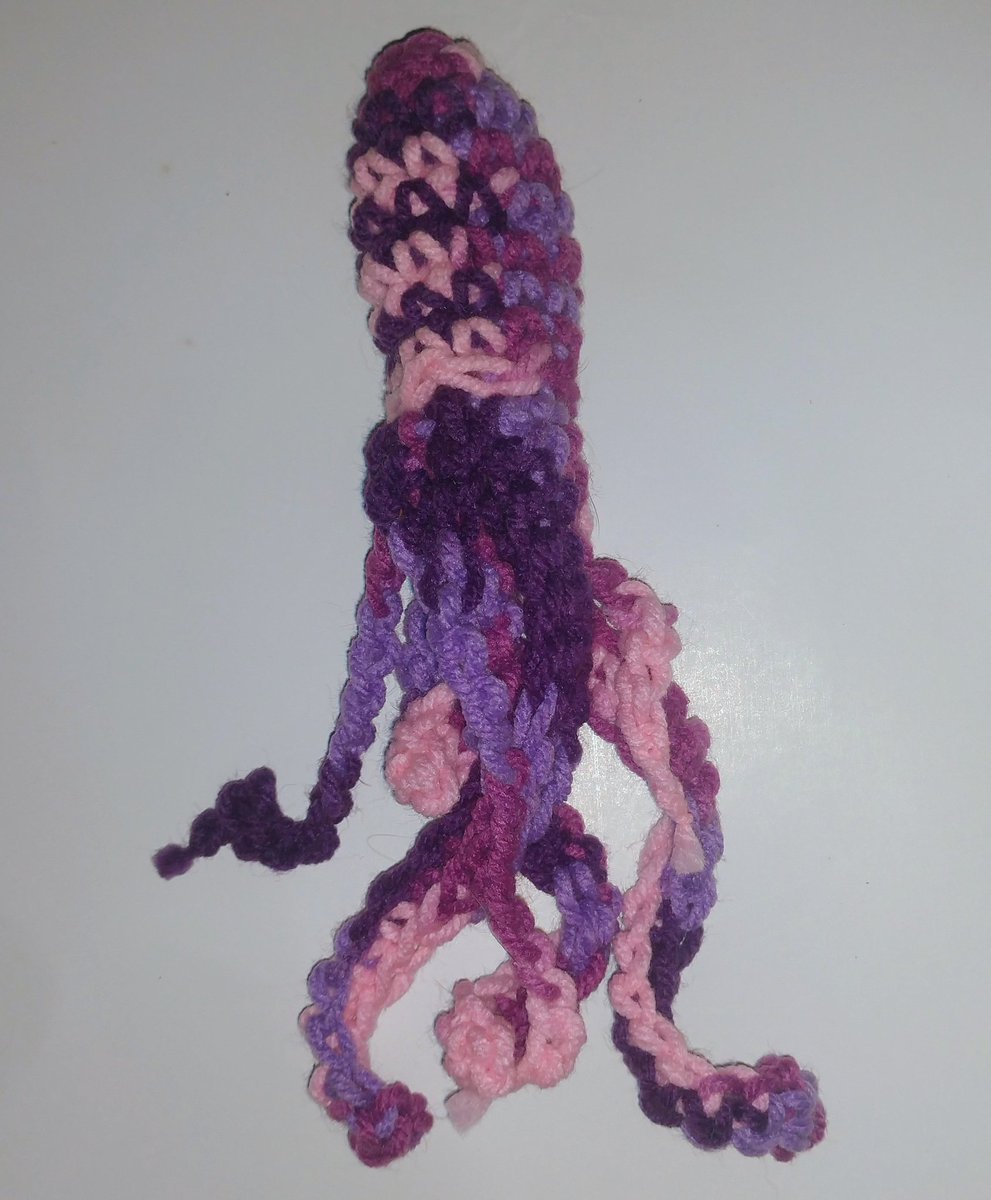 D_Jane_Co's tweet photo. Another 🐙 ready for stuffing ☁️☁️ #crochetgirlgang #crochet #crocheted #love #yarn #four #ghook #amigurumi #haken #octopus #curly #legs #leggy #hand #scoop #catnip #medium #purple #pink #stuffed #cat #toy #homemade #makingsillypatterns #pattern #project #cats #kitty #meow https://t.co/XjWMEA0OQr