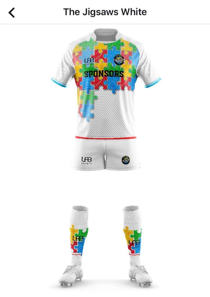 Check out our home kit for the Jigsaws 
What do you think 

Give us a shout if you want to become a sponsor and help us raise money for a great charity

#Rugby #autism #autismawareness #sponsorship #charityrugby #meaning #jigsaws #jigsawsrugby