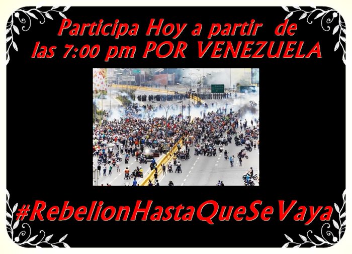 Urimare0's tweet photo. Participa con nuestra etiqueta #RebelionHastaQueSeVaya  hoy a partir de las 7:00 pm, VENEZUELA nos necesita UNIDOS, en un solo fin https://t.co/Y6exsPhByj