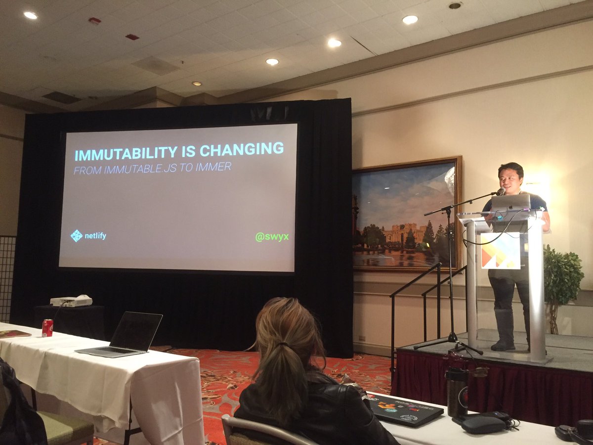 augburto's tweet image. Awesome talk on immer and immutability by @swyx highly recommend #ForwardJS