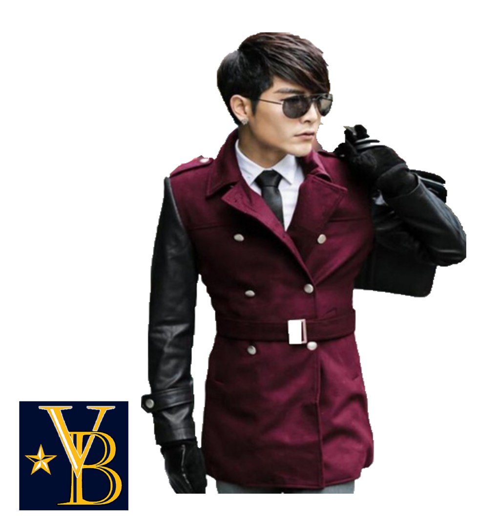 VanderbiltBijl's tweet photo. Burgundy Red Woolen Coat with Faux-leather Sleeves https://t.co/X0mgC2kdF1 https://t.co/EV357HG72w