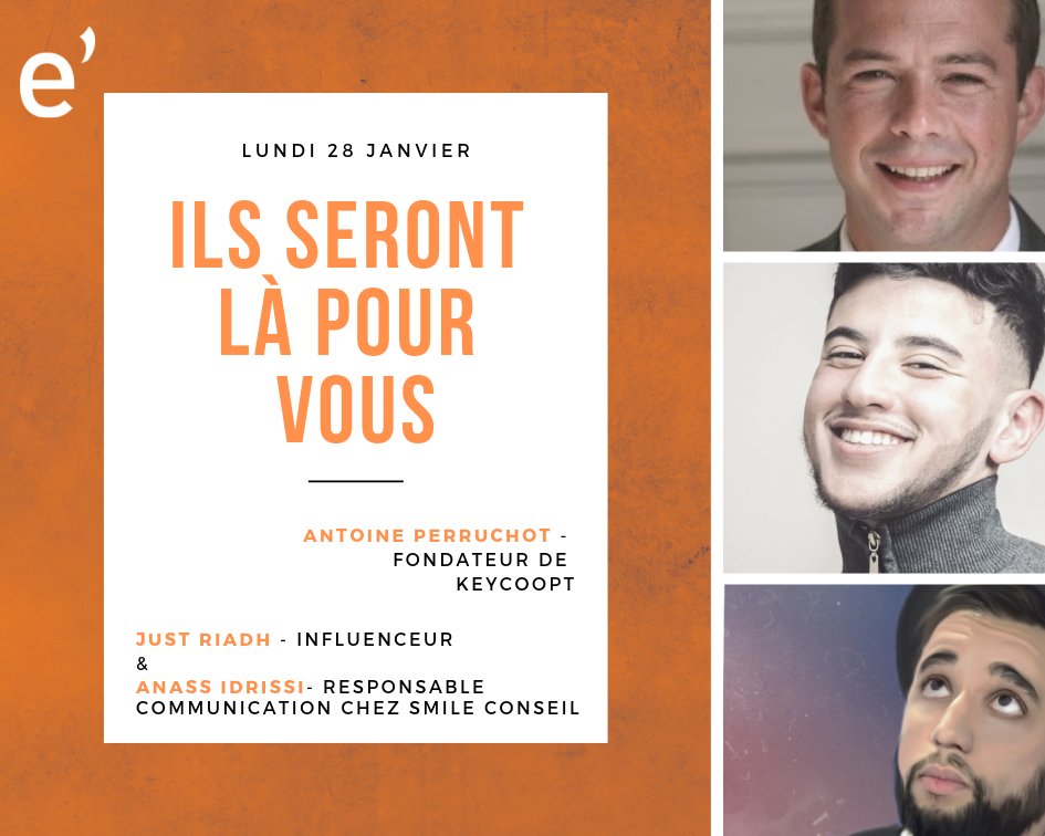 LilleEsupcom's tweet photo. 🔍 Ils seront les premiers à ouvrir cette grande semaine de MASTERCLASS et nous feront l'honneur de leur présence...

Merci à Antoine PERRUCHOT, fondateur de @Keycoopt et à @justriadh - influenceur et Anass IDRISSI, responsable com de SMILE CONSEIL 👌🤩 https://t.co/0B1U21klln