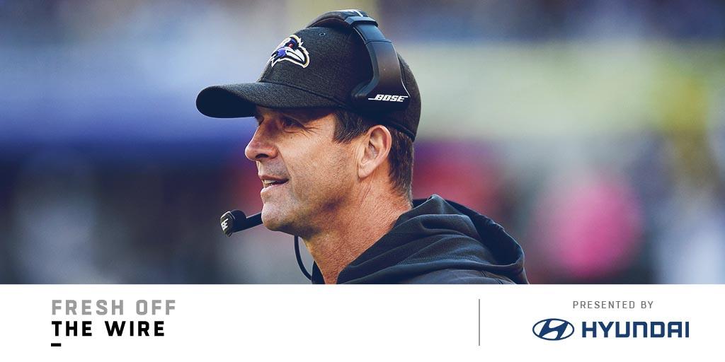 NFL's tweet photo. .@Ravens sign head coach John Harbaugh to four-year extension: https://t.co/Xbq12yytSR (by @Hyundai) https://t.co/Njg5UgziGJ