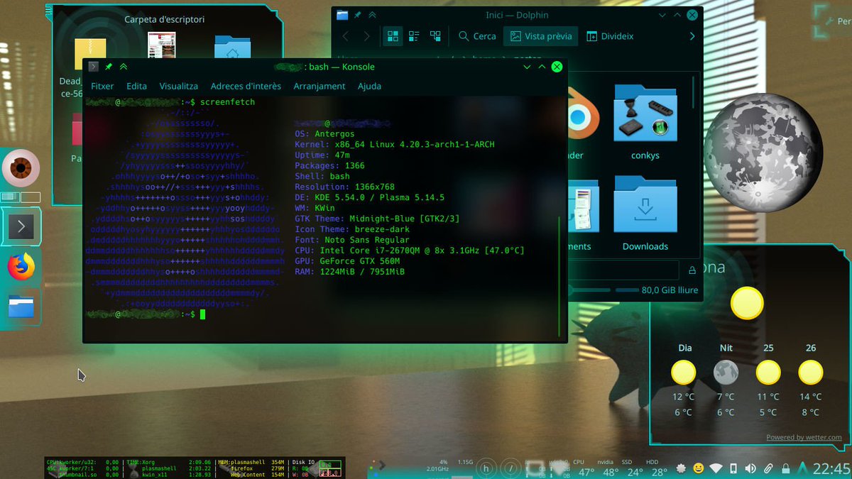 mecao1's tweet image. RT nestort@mastodont.cat: #LinuxPorn KDE Plasma with Ghost theme, modified Ghost color scheme, Breeze widgets and window decoration, background made by me with Blender (opendesktop.org/p/1109937/), and custom conky configuration also. I happe…
libranet.de/display/0b6b25…