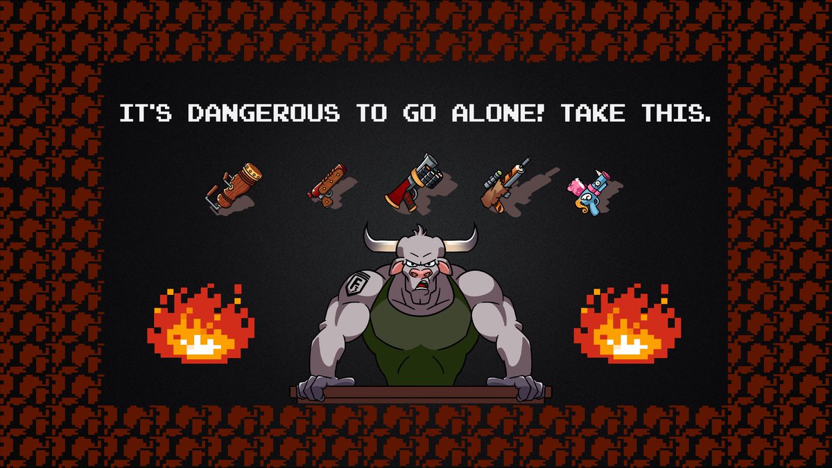 UnstoppableSTU's tweet photo. Its dangerous to go alone! But Mr. B 🐂 here got us covered with weapons and power-ups to begin our adventure!🔫
Add FFF to your Steam wishlist:
➡️https://t.co/pknBhHfvDX
#indie #videogames #unityengine #madewithunity #gamedev #indiedev #FFF #FastFoodFighters #UnstoppableStudio https://t.co/8Y3trj1STZ