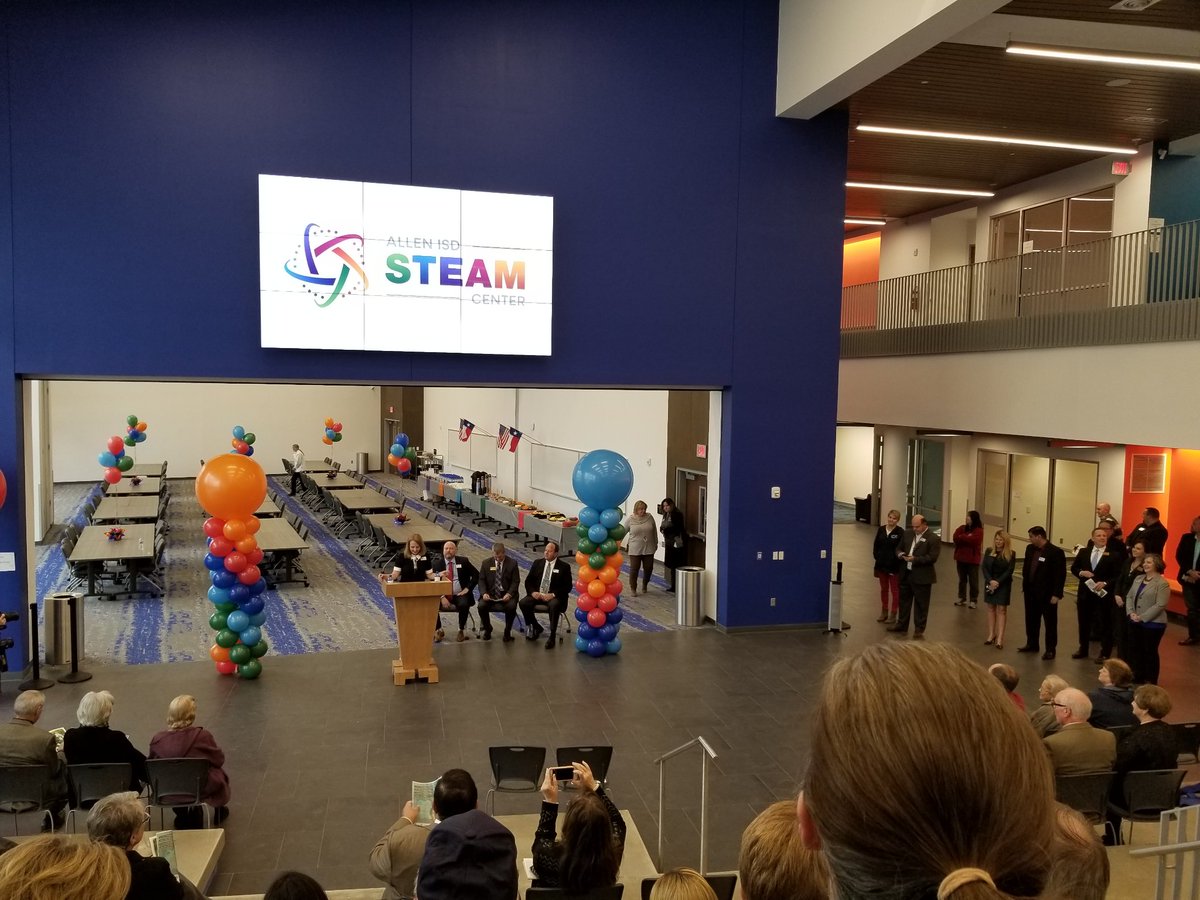 KenHutchens1's tweet photo. Ribbon cutting ceremony is underway @AllenSTEAM a building that will serve generations of future @Allen_ISD learners! @AllenISDSupt @VLKArchitects @DEBouillion #designtheexperience https://t.co/uSw6J2aBPs